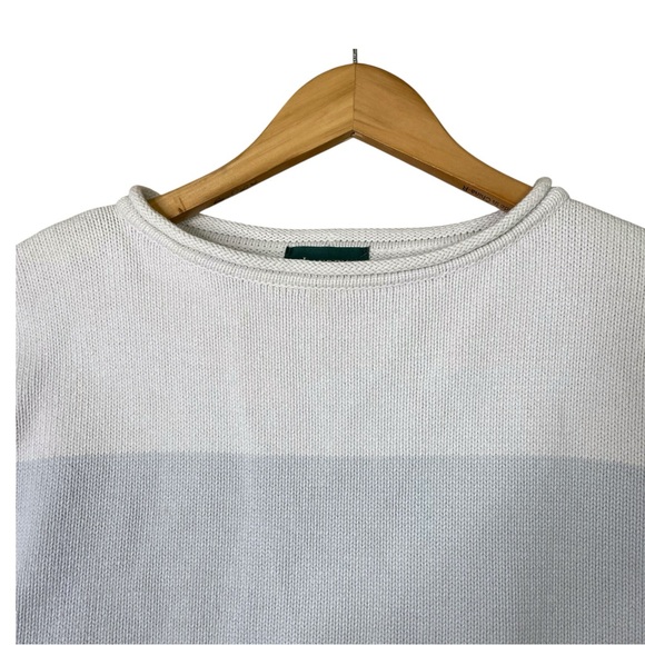 Lauren Ralph Lauren Sweater Women M blue White Striped Cable Knit Classic Preppy - Picture 3 of 11